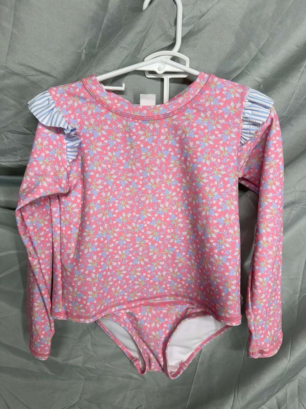 RuffleButts Two-Piece Swimsuit Size 5T Pink Floral Ruffle